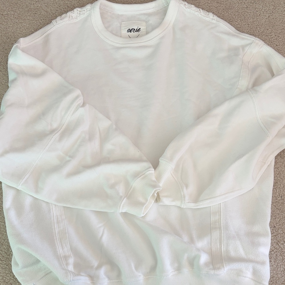 Aerie White Oversized Sweatshirt - Picture 7 of 8